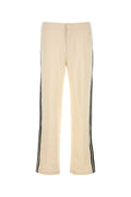 Adidas Striped Cotton-Rayon Blend Joggers — Beige