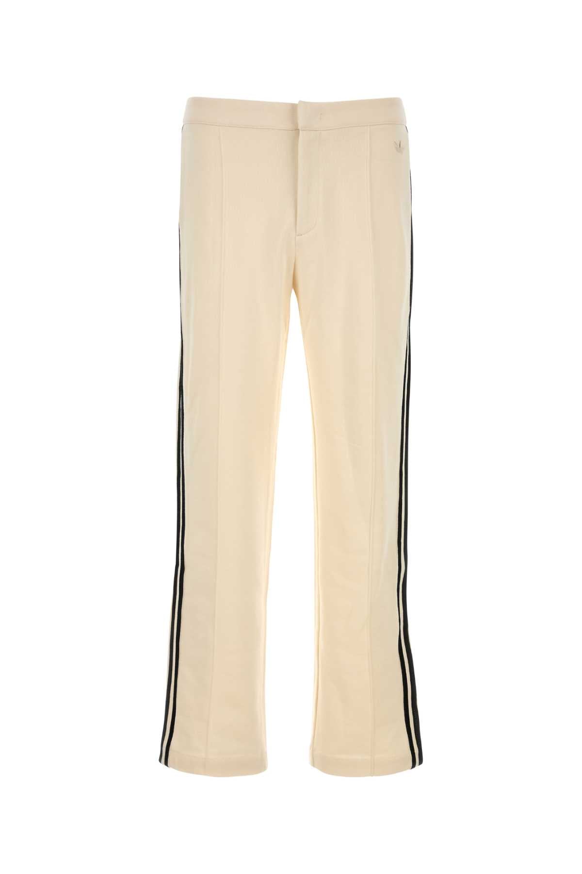 Adidas Striped Cotton-Rayon Blend Joggers — Beige
