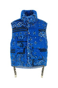 Khrisjoy Printed Corduroy Down-Filled Vest — Blue