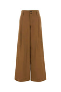 Chloé Cotton Wide-Leg Trousers — Brown
