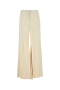 Alexander McQueen Satin Wide-Leg Trousers — Beige