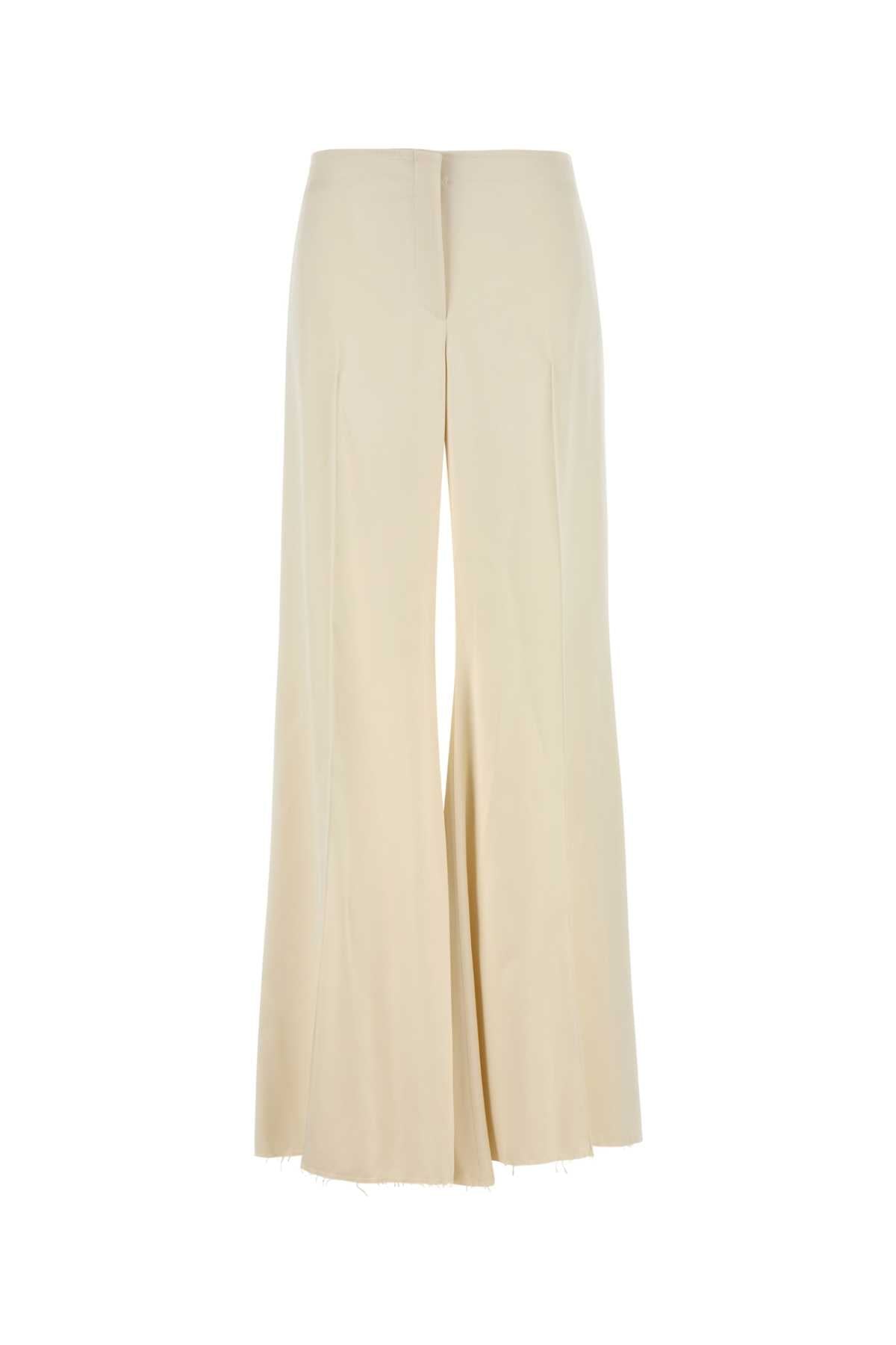 Alexander McQueen Satin Wide-Leg Trousers — Beige