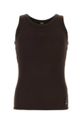 Fendi Ribbed Tank Top — Brown