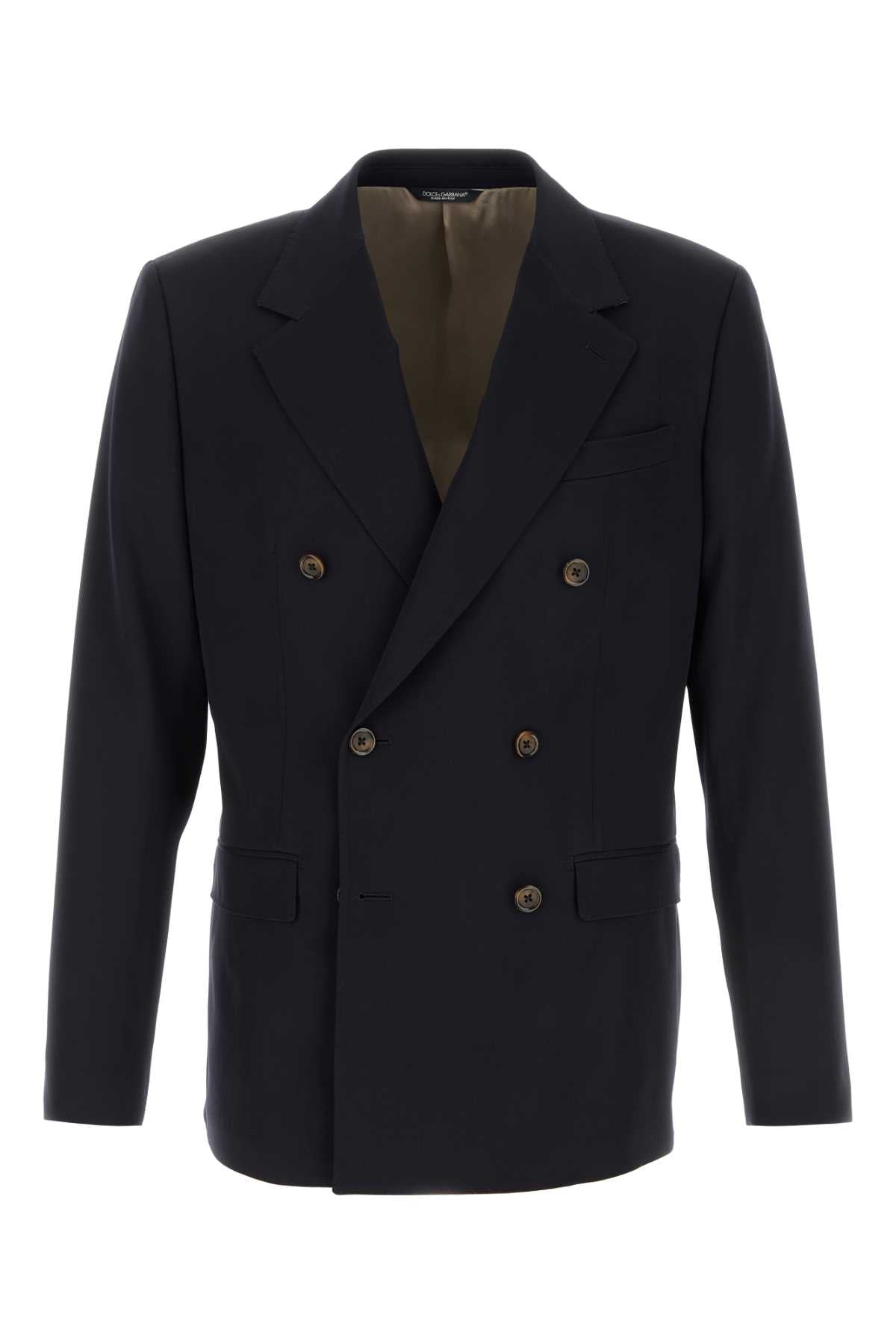 Dolce & Gabbana Double-Breasted Virgin Wool Blazer — Black