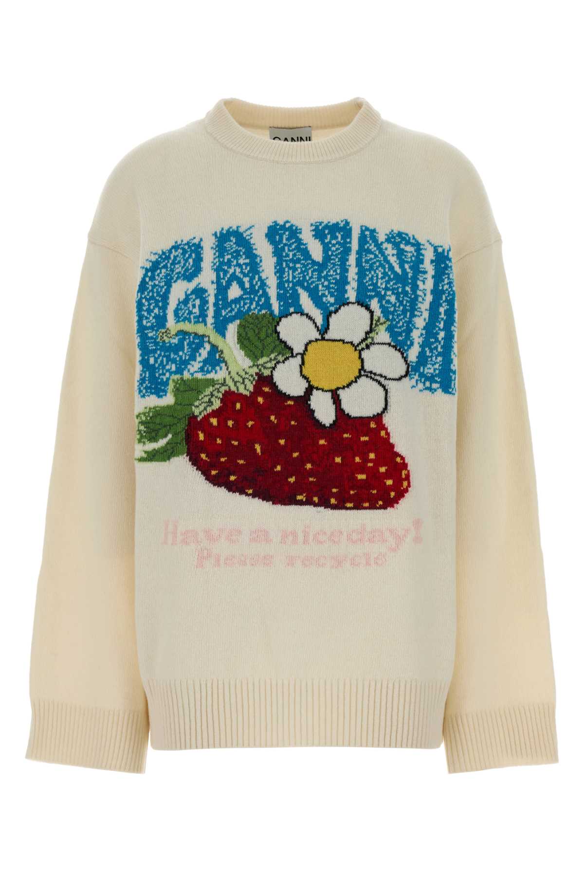 Ganni Graphic Sweater — White