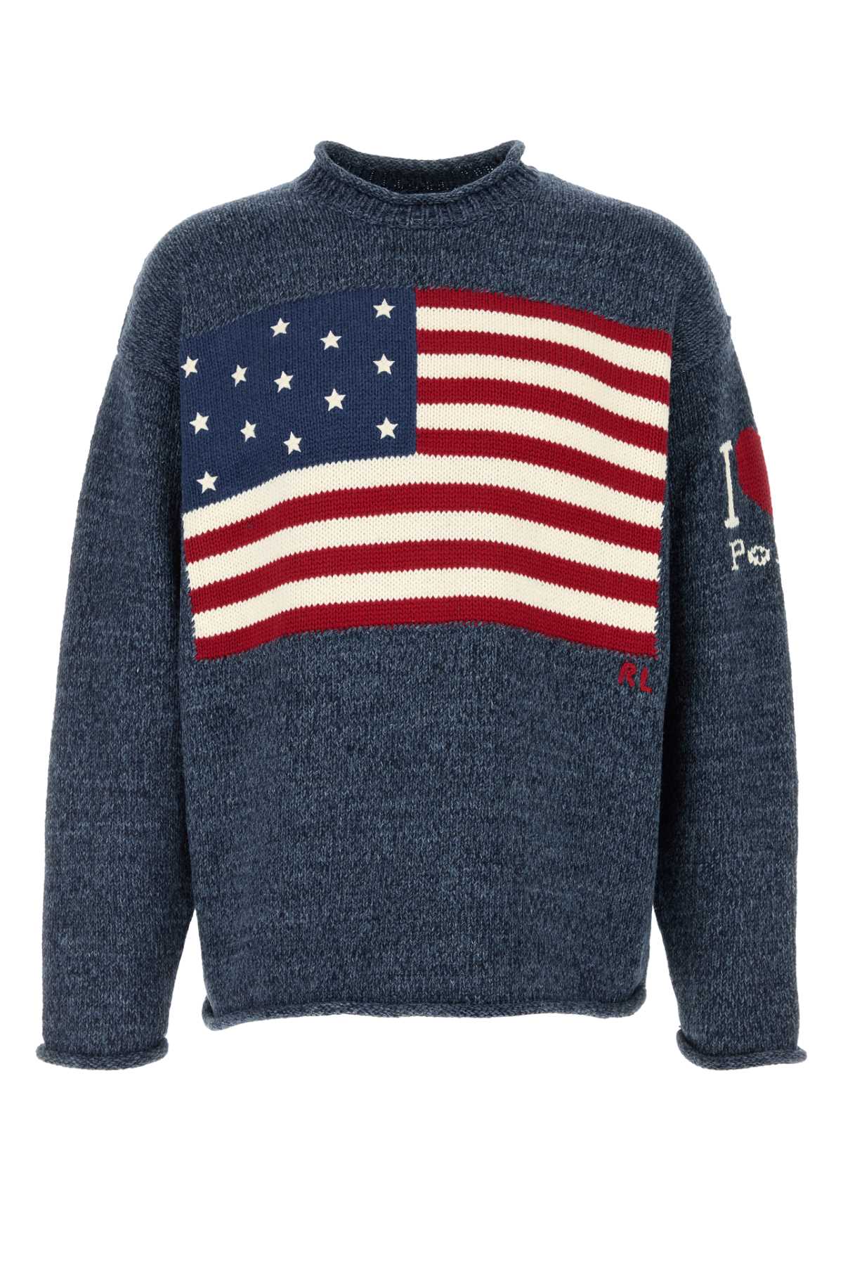 Polo Ralph Lauren American Flag Intarsia Knit Sweater — Blue