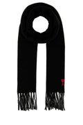 AMI Paris Wool Fringed Scarf — Black