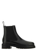 Off-White Leather Combat Ankle Boot — Black