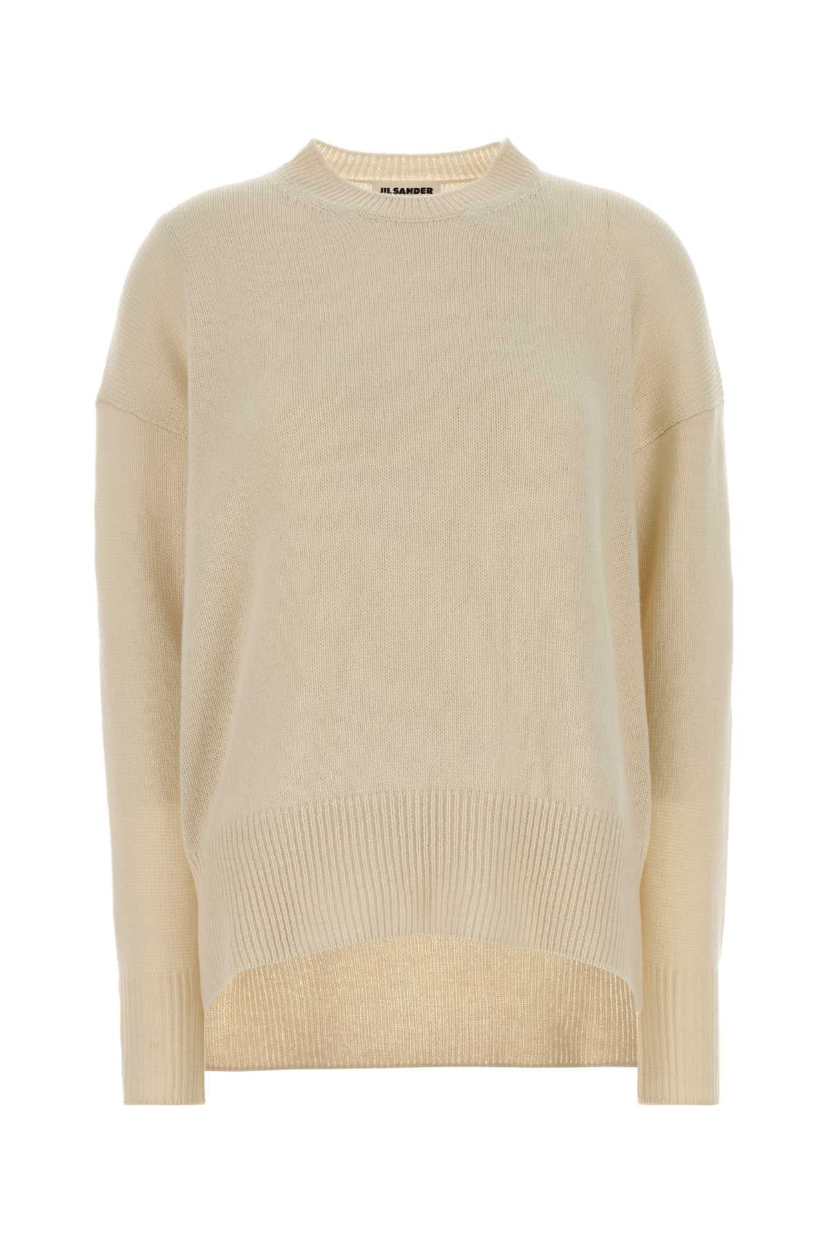 Jil Sander Cashmere Crew-Neck Sweater — Beige