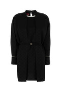 Gucci Hammered Crepe with GG Belt Dress — Black