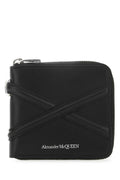 Alexander McQueen Cross-Strap Leather Wallet — Black