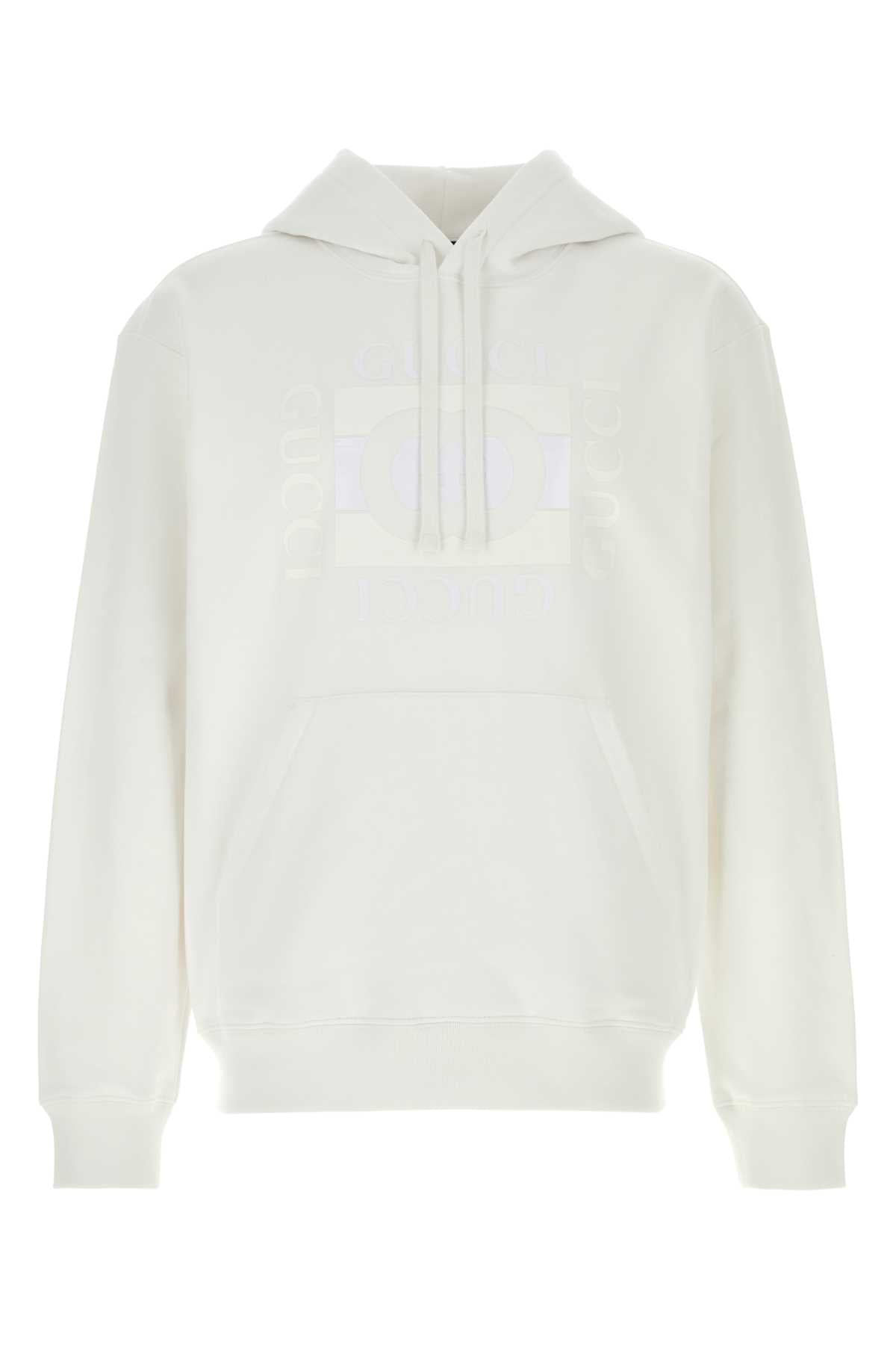 Gucci Logo-Embroidered Cotton Sweatshirt — White