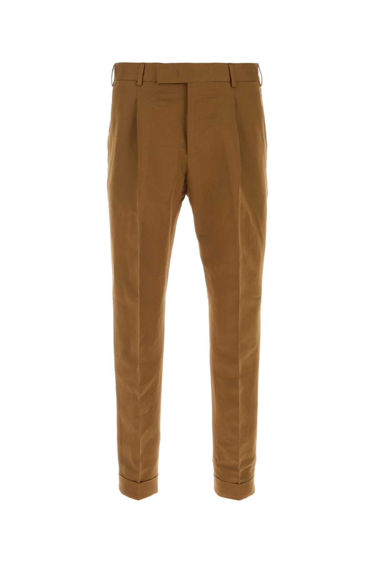 Pt Torino Linen-Blend Trousers — Beige