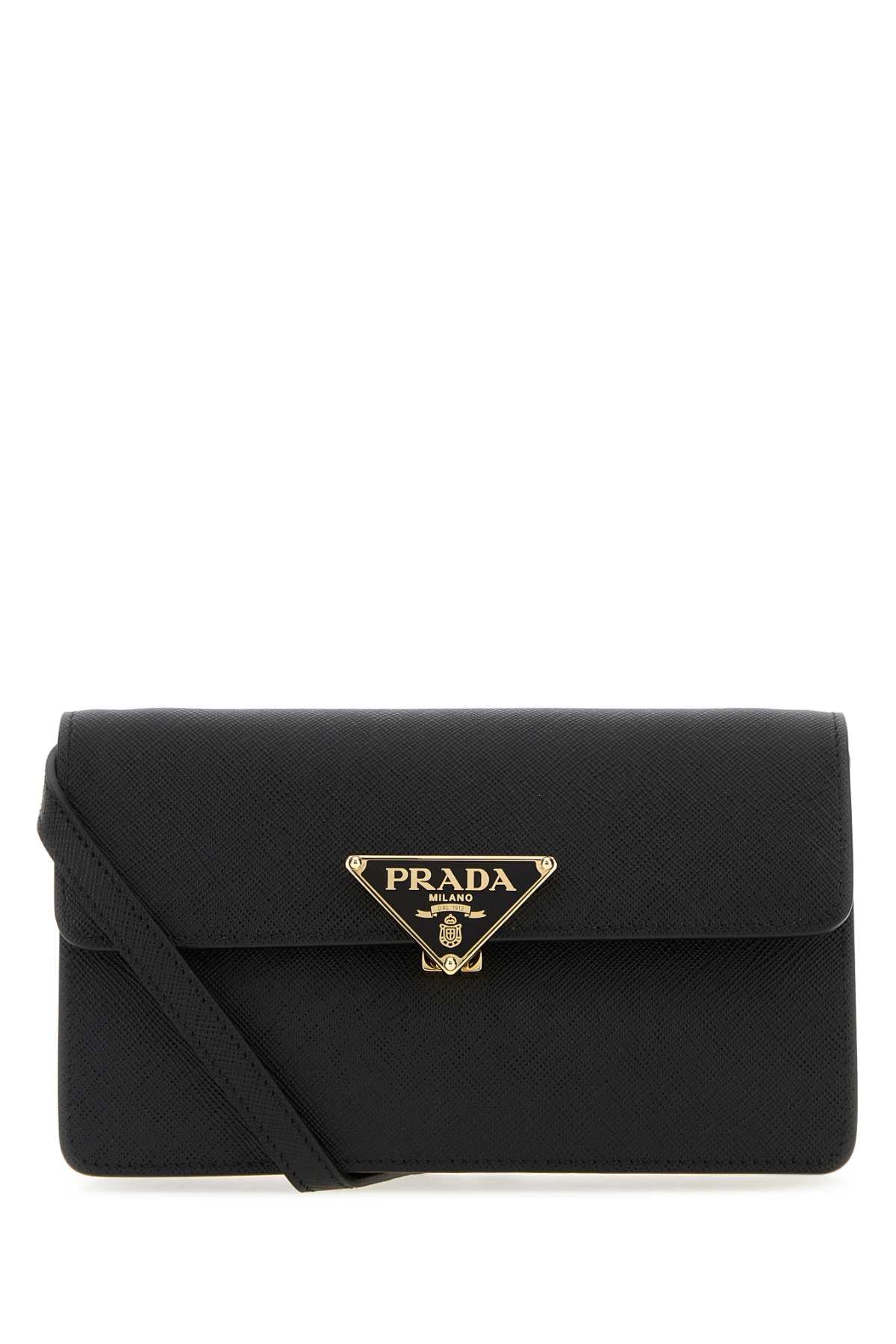 Prada Saffiano Leather Crossbody Bag — Black
