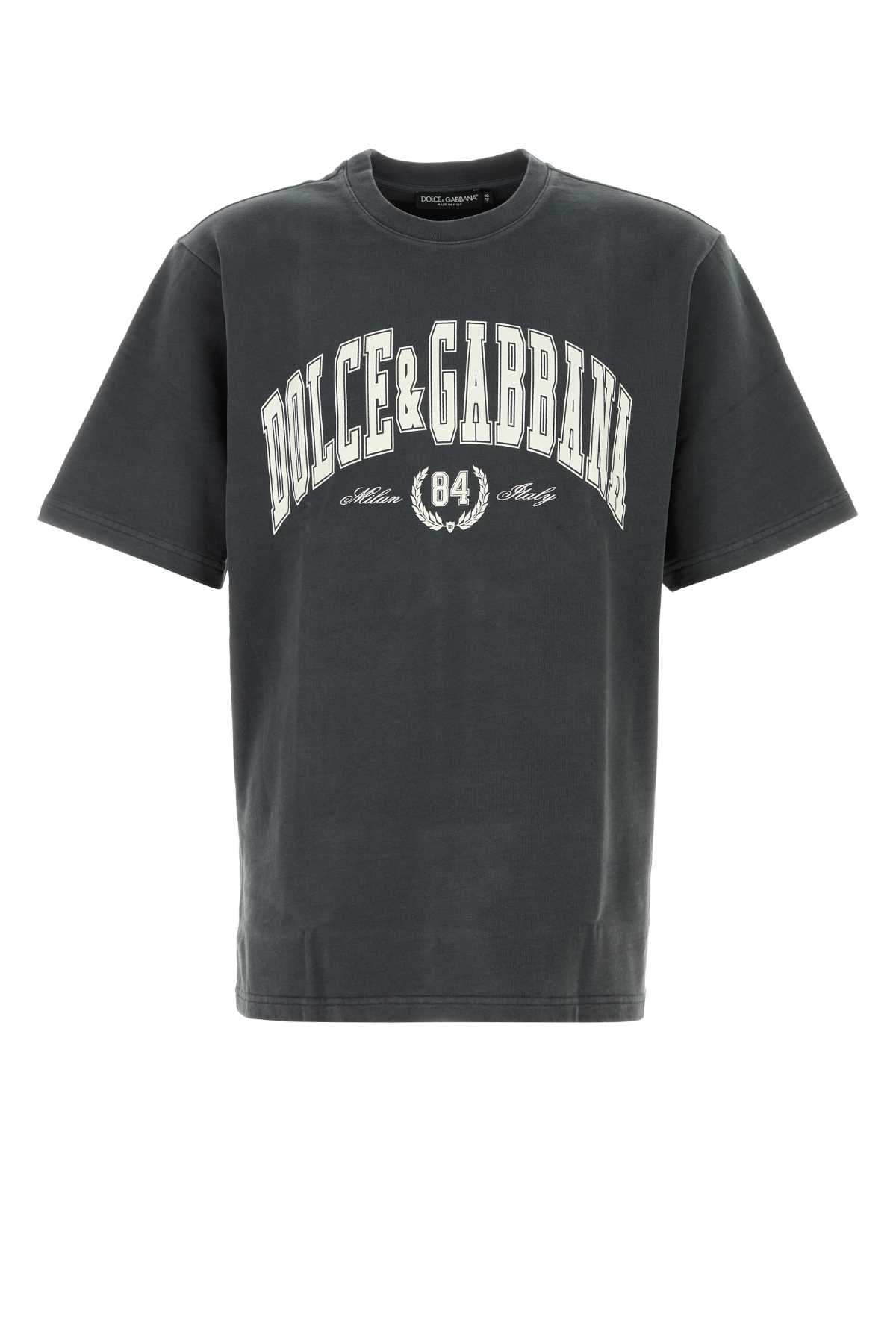 Dolce & Gabbana Logo-Printed Cotton T-Shirt — Gray