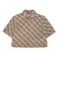 Burberry Checked Cotton Shirt — Beige