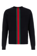 Gucci Logo-Striped Crew Neck Sweater — Black