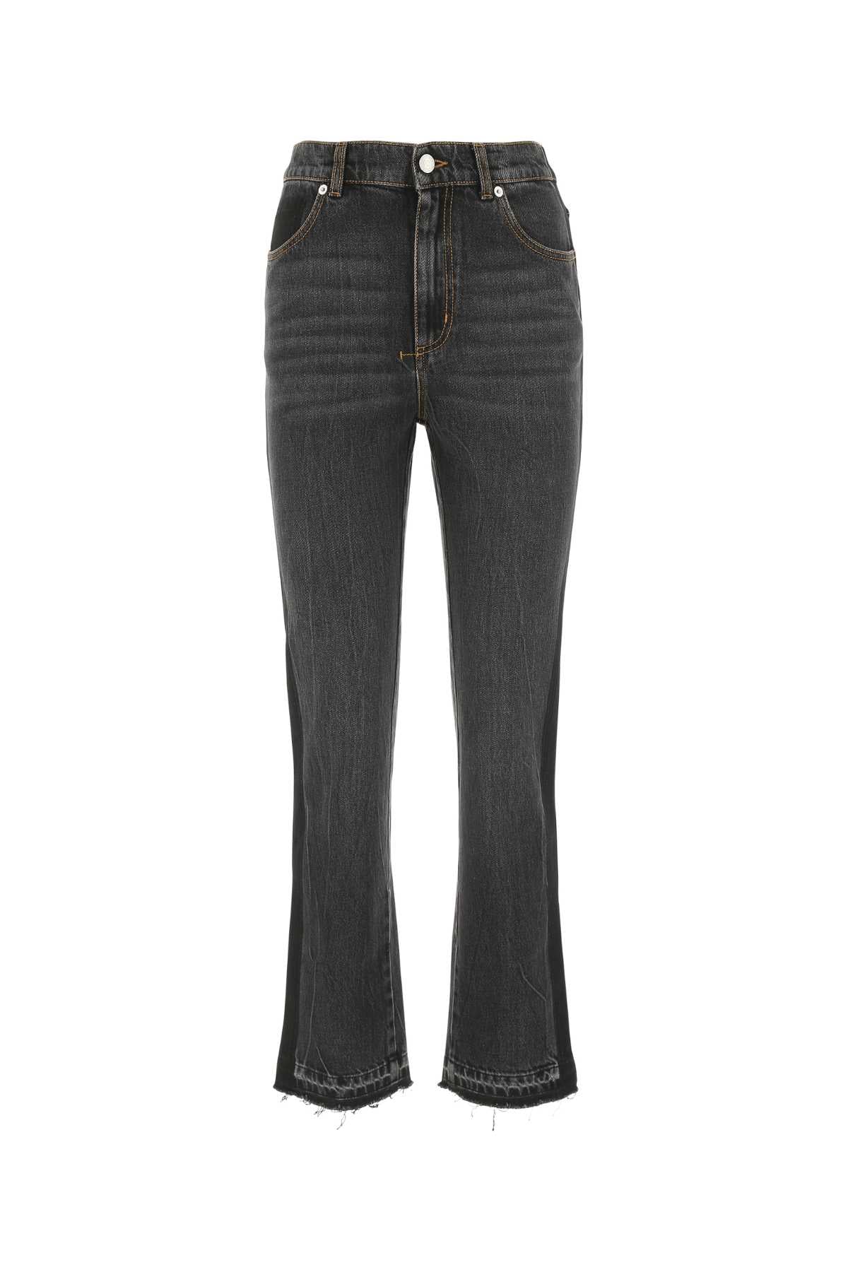 Alexander McQueen Frayed-Hem Cropped Denim Jeans — Black