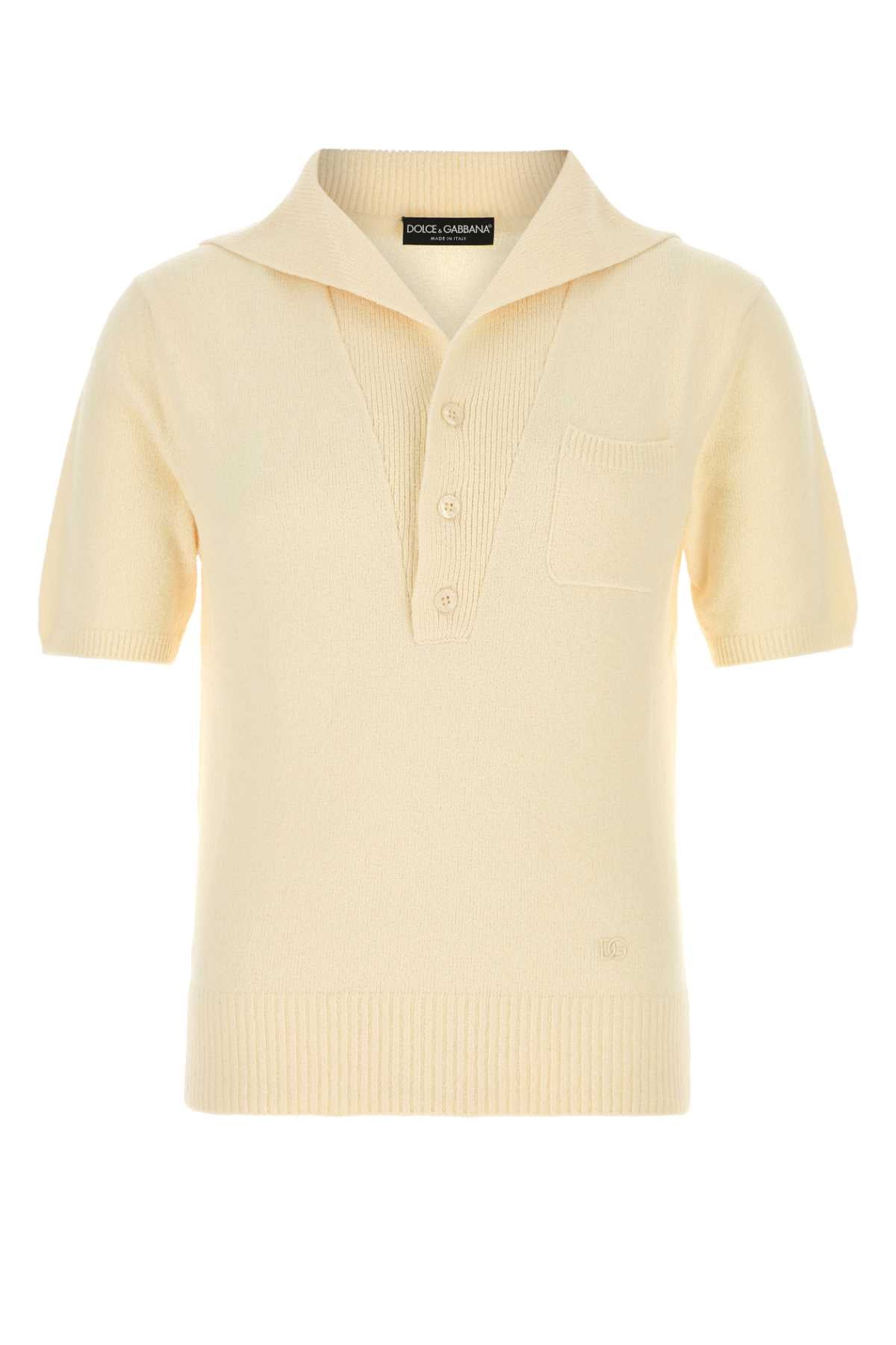 Dolce & Gabbana Cotton Blend Polo Shirt — Beige