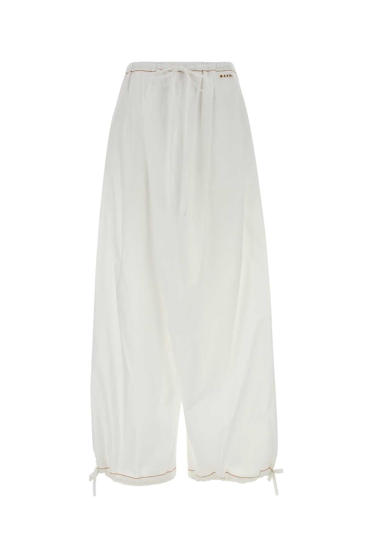 Marni Wide-Leg Poplin Trousers — White