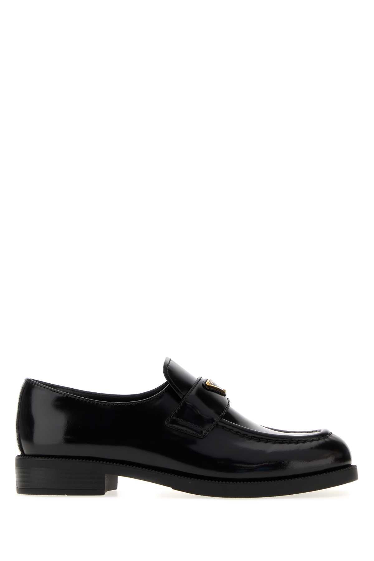 Prada Polished Leather Loafer — Black