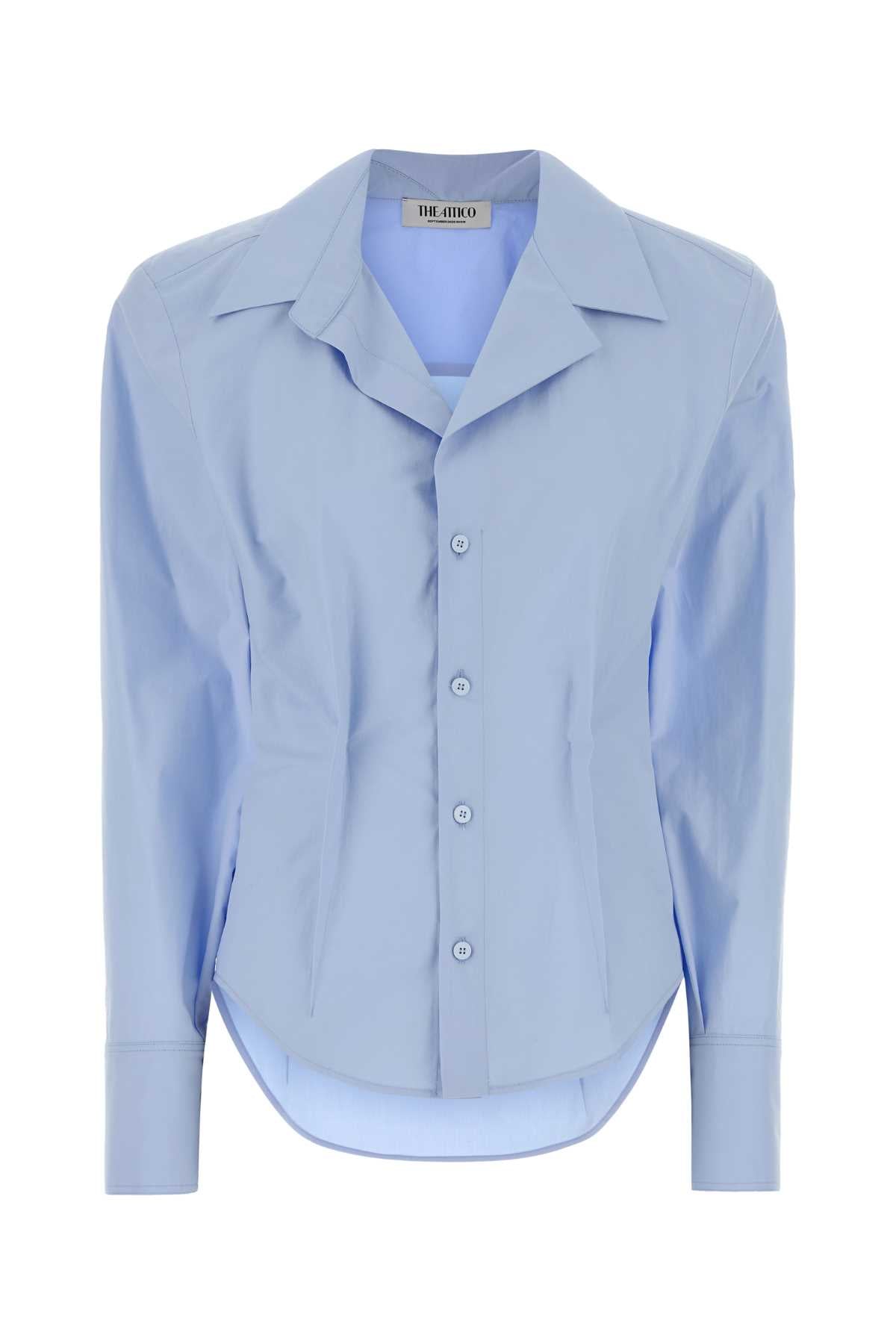 The Attico Cotton Button-Front Shirt — Blue
