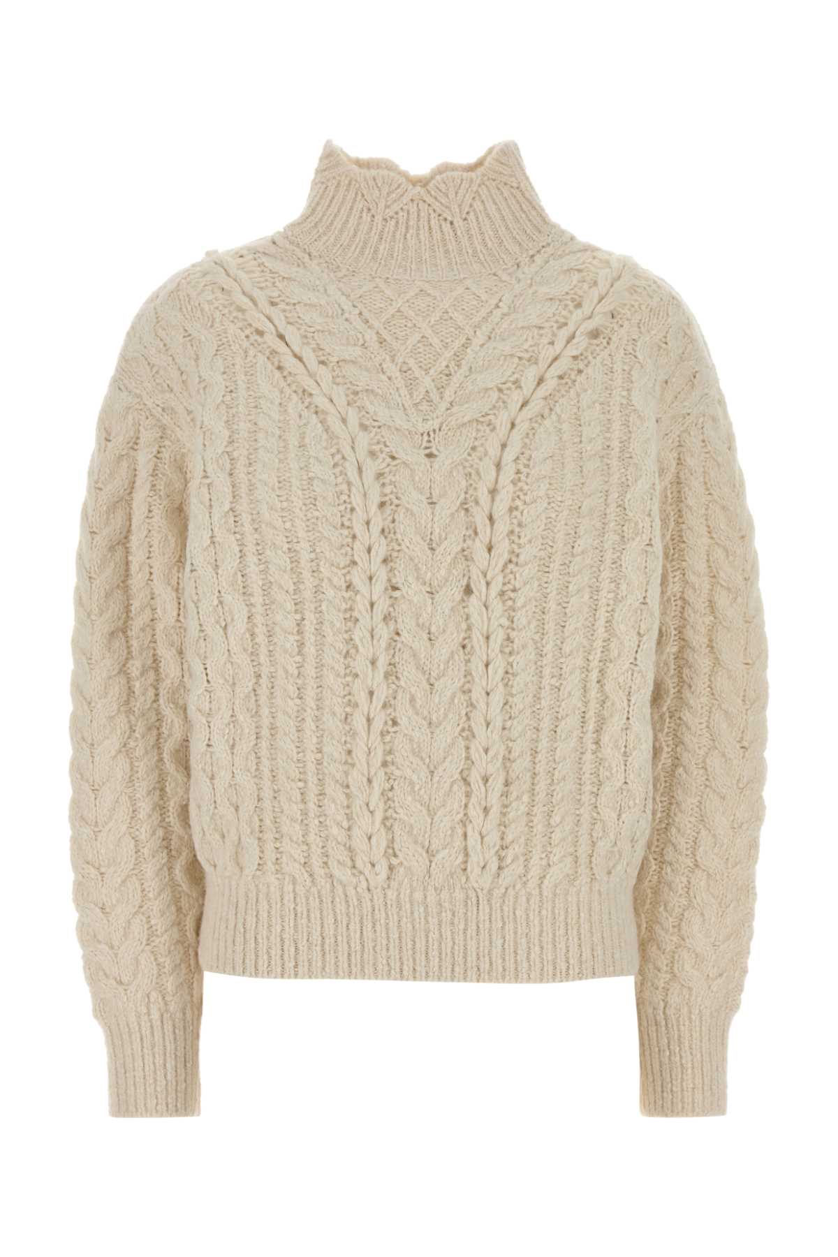 Isabel Marant Etoile Cable-Knit Wool Blend Sweater — Beige