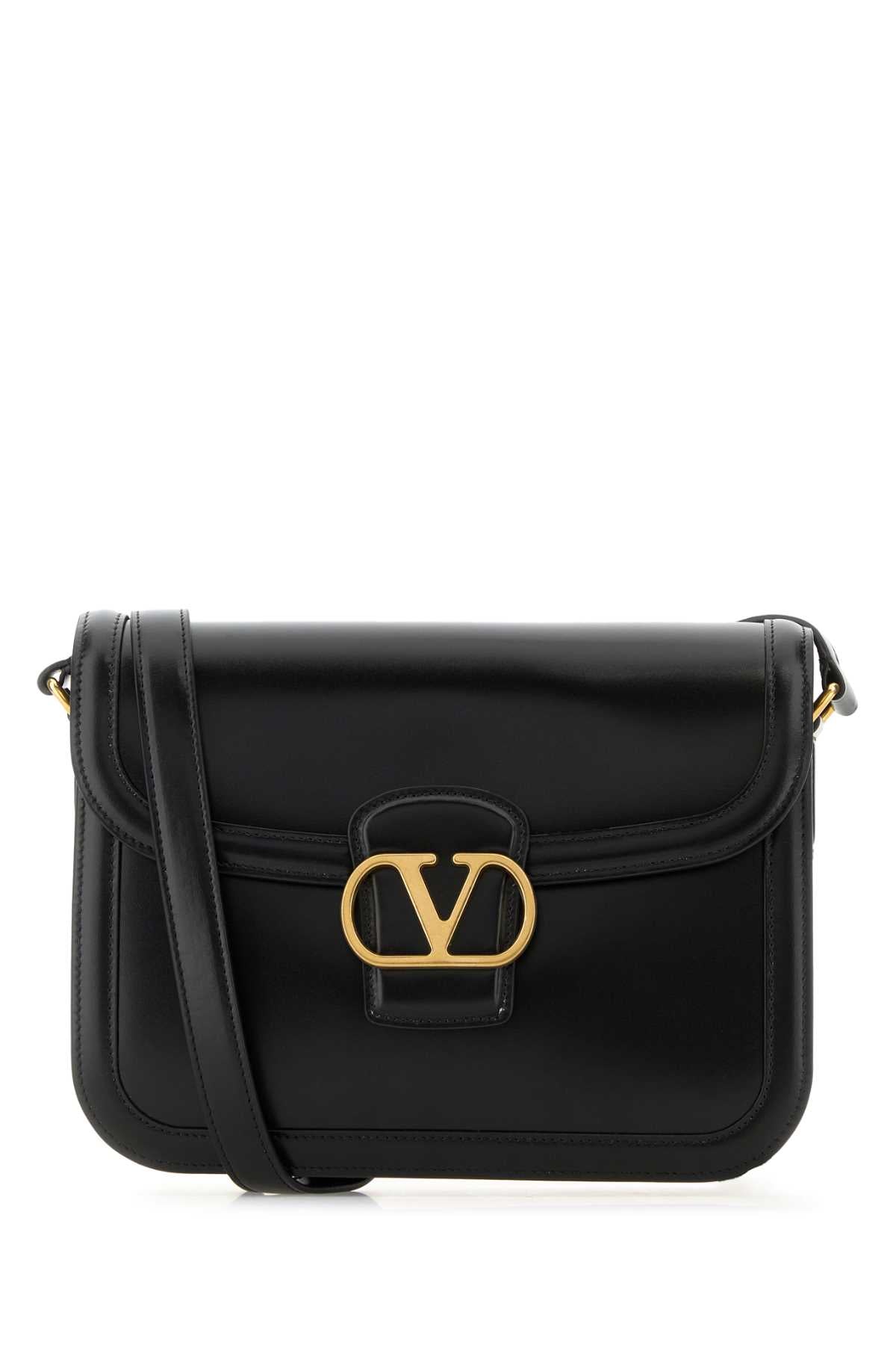 Valentino Garavani VLogo Leather Shoulder Bag — Black