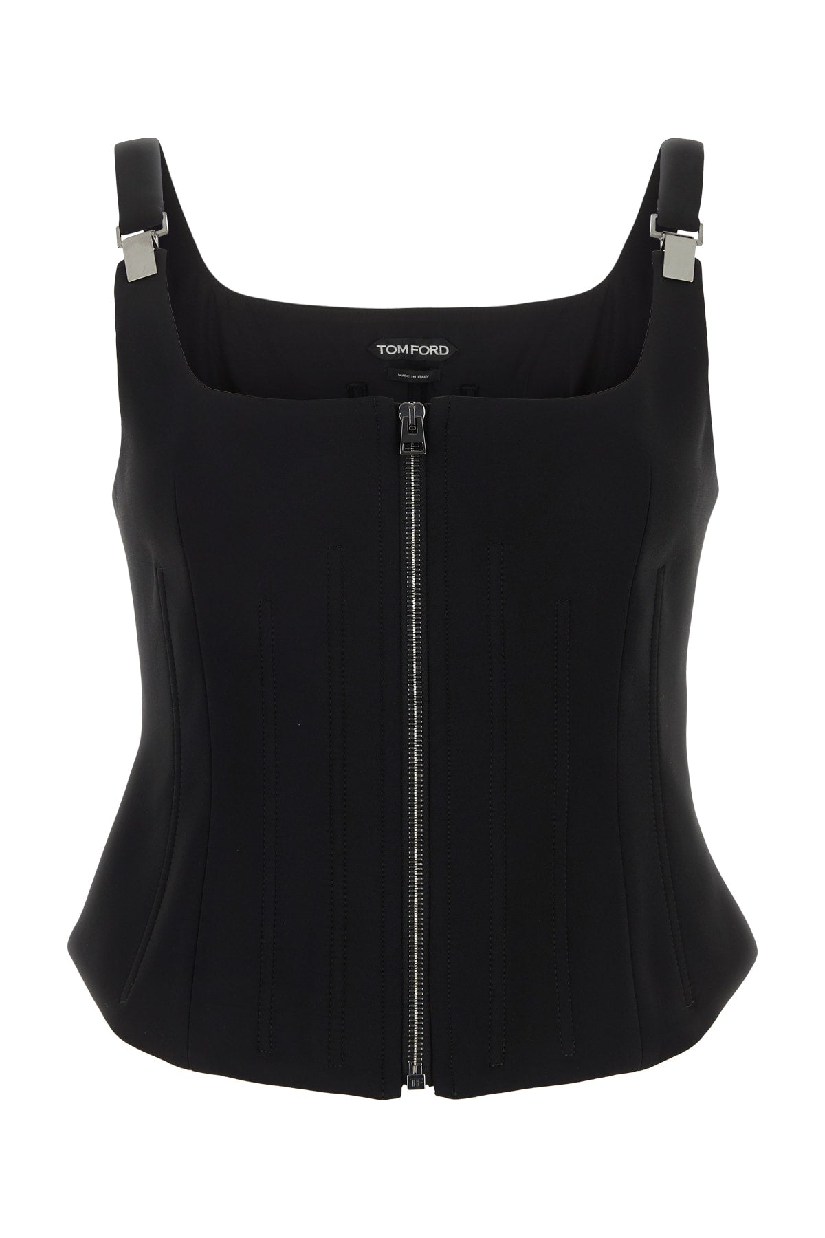 Tom Ford Zip-Front Cotton Tank Top — Black