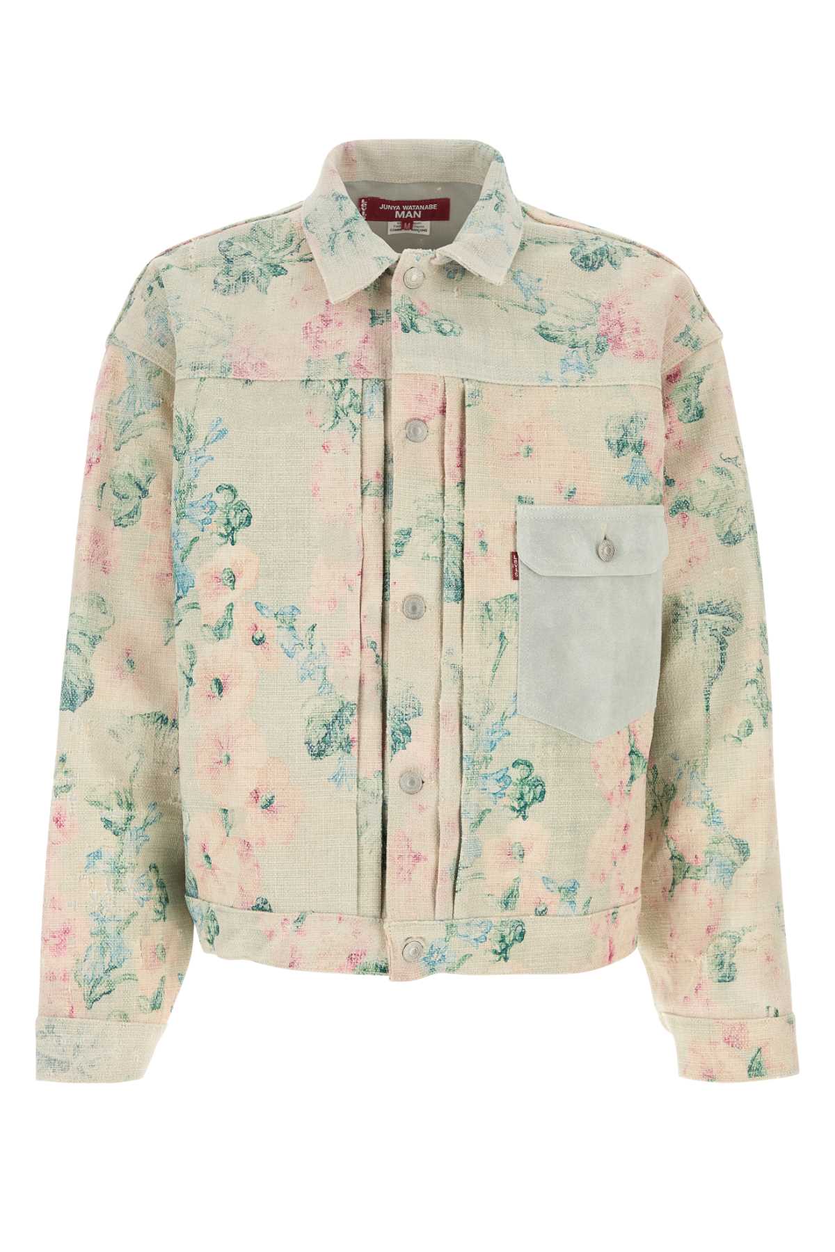 Junya Watanabe Floral Embroidered Canvas Jacket — Beige