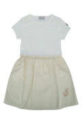 Moncler Jr Cotton-Blend A-Line Dress — Cream