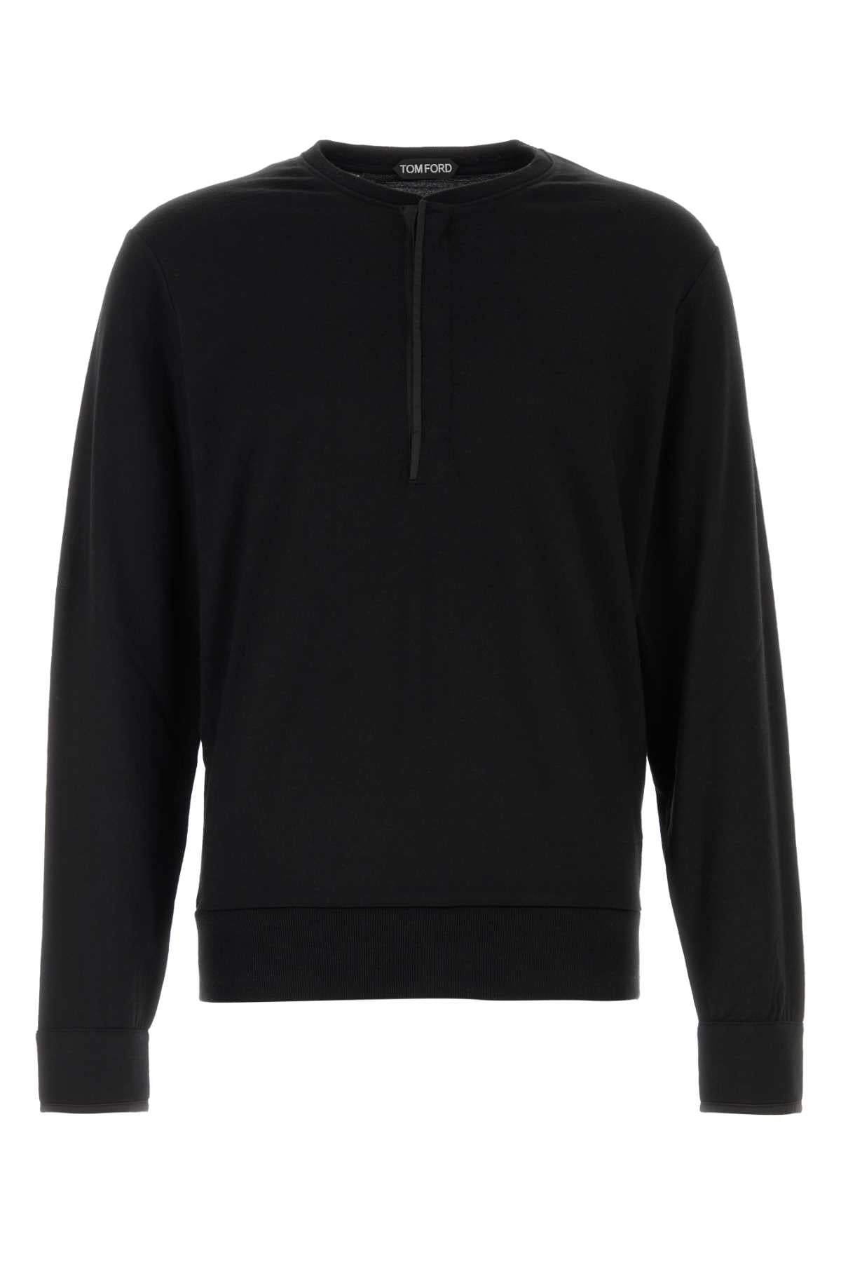 Tom Ford Wool Silk Cashmere Blend Sweater — Black