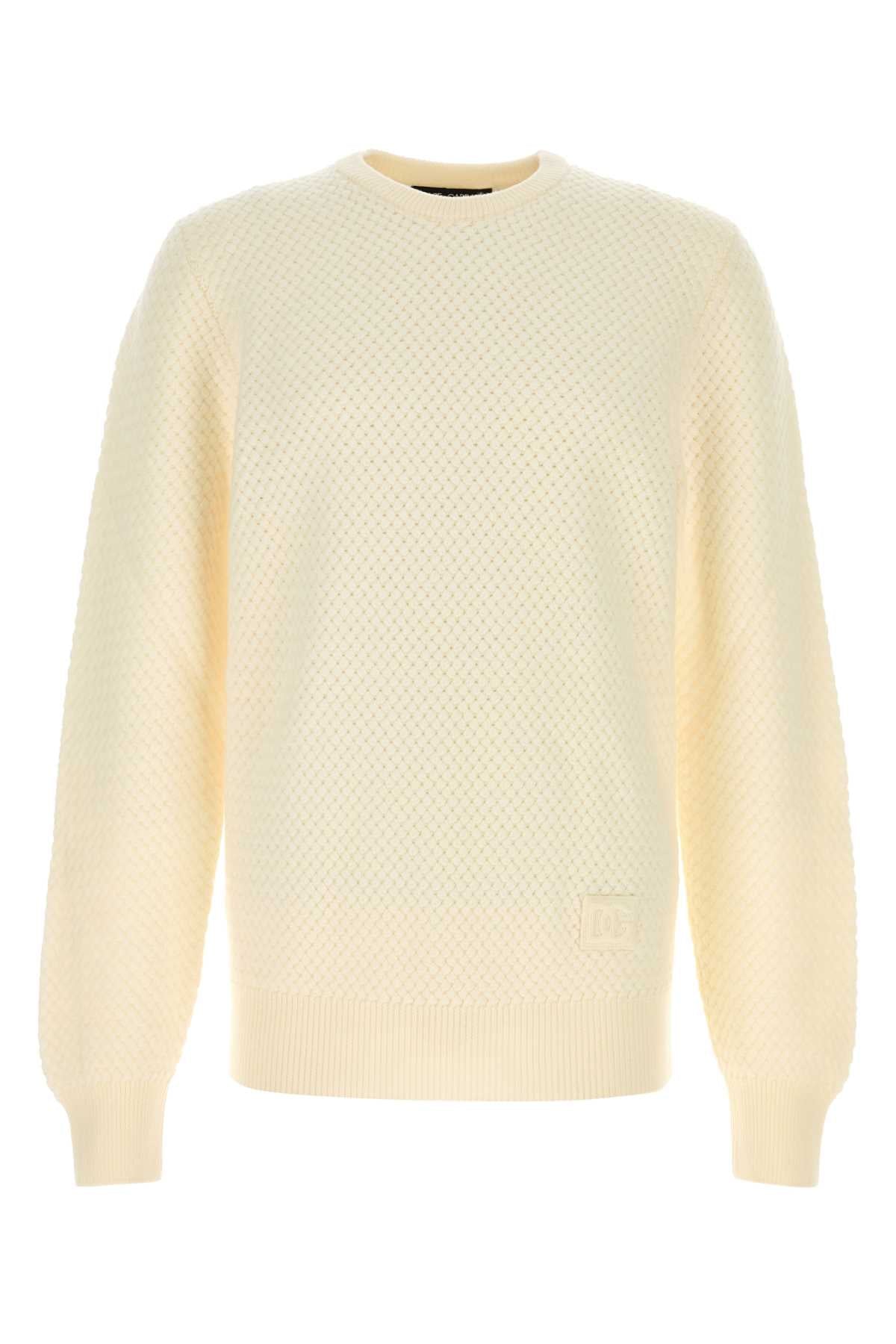 Dolce & Gabbana Textured Virgin Wool Sweater — Beige