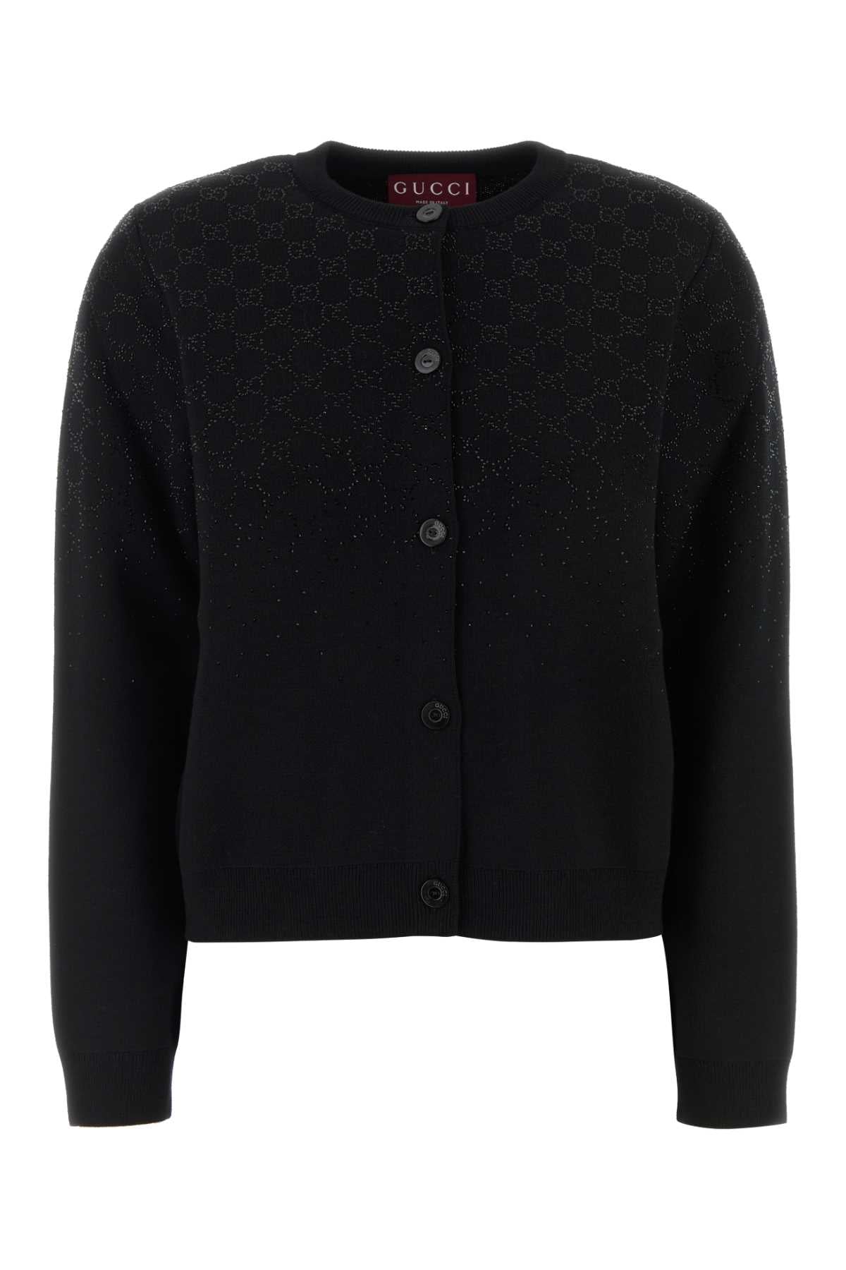 Cárdigan de mezcla de lana con monograma GG de Gucci — Negro