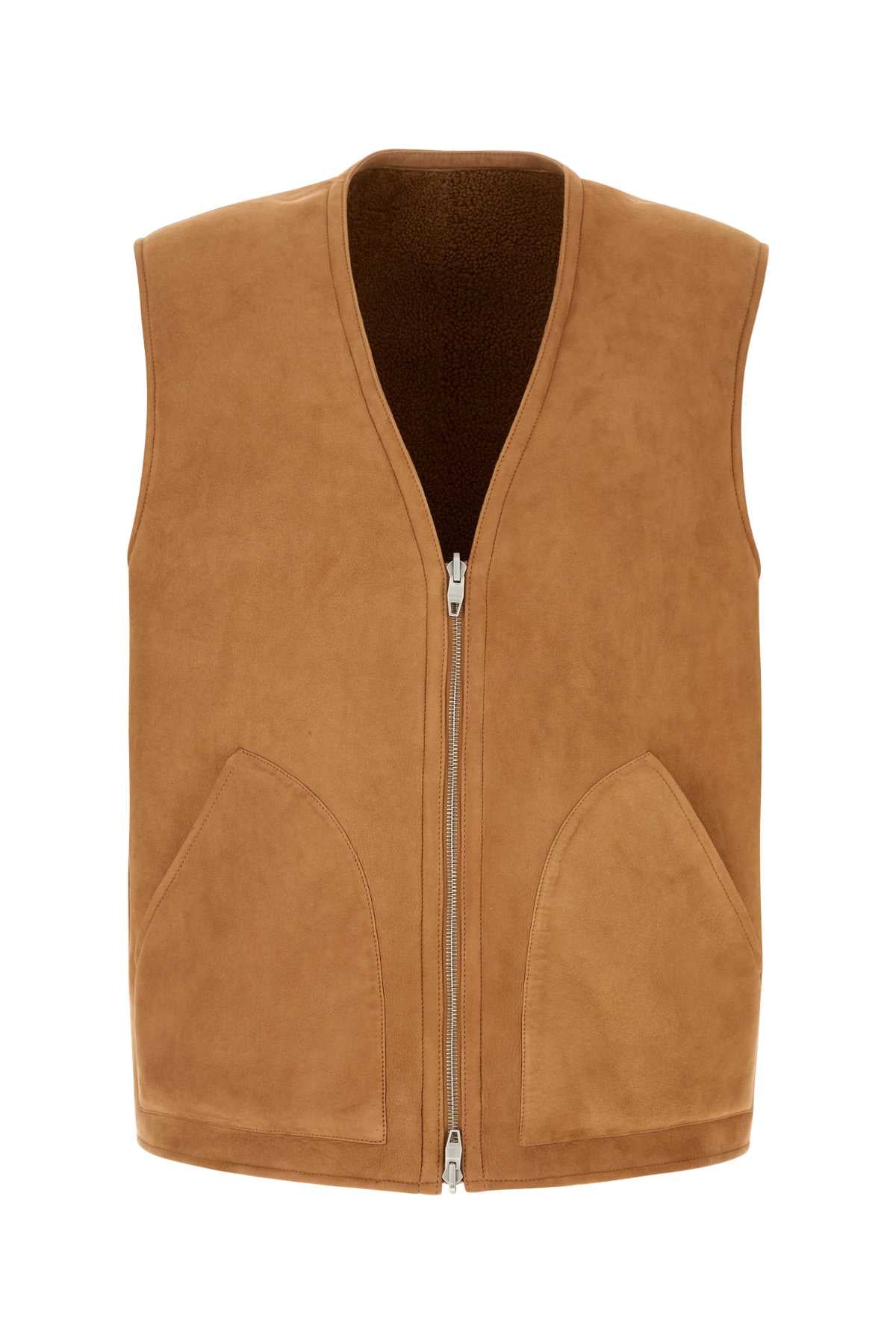 Umit Benan Shearling Vest — Camel