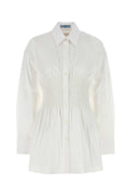 Prada Smocked Poplin Shirt — White