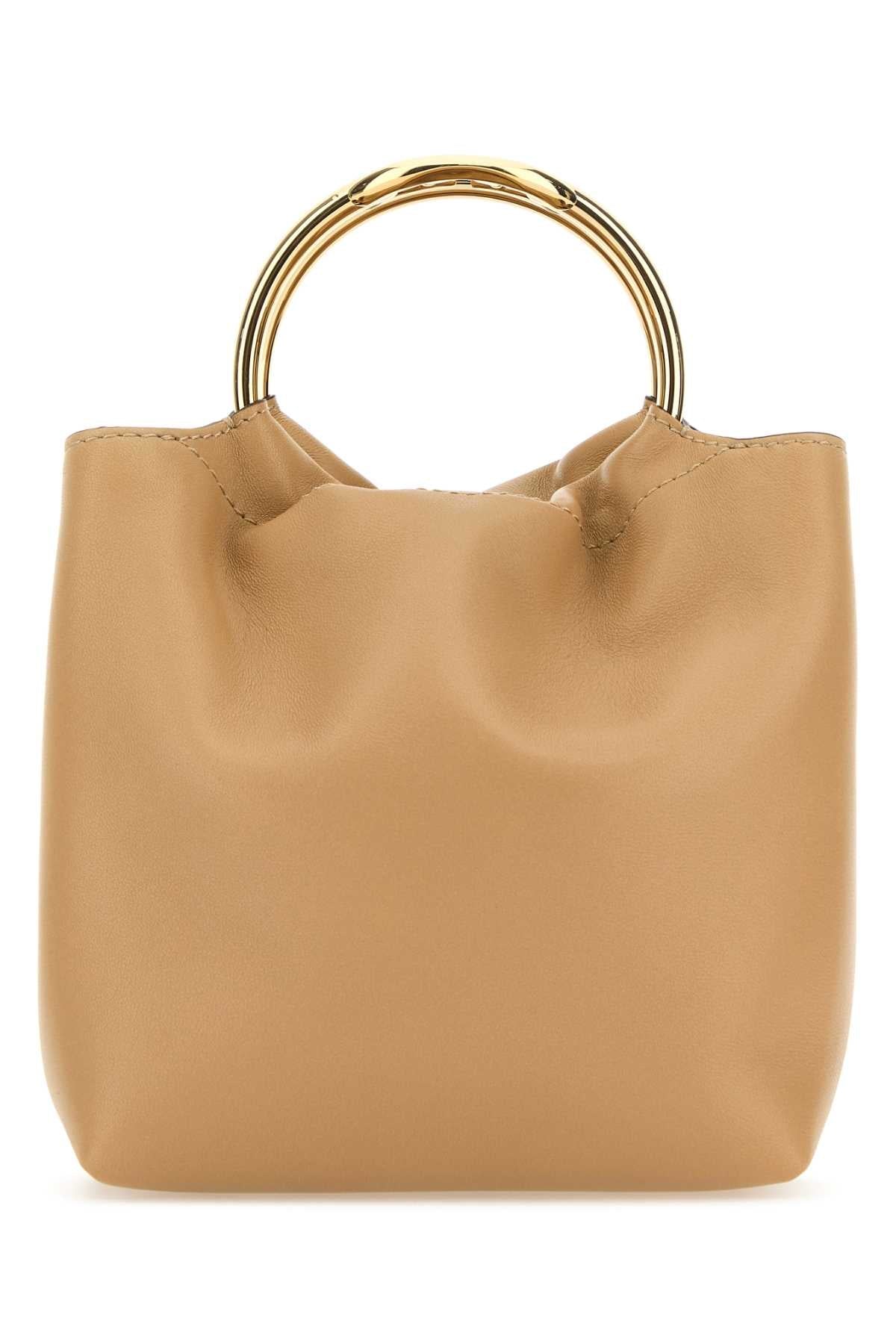 Valentino Garavani Leather Bucket Bag — Beige