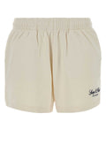 Sporty & Rich Embroidered Bermudas — Beige