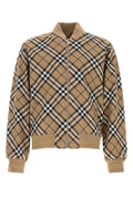 Burberry Checked Wool-Blend Bomber Jacket — Beige