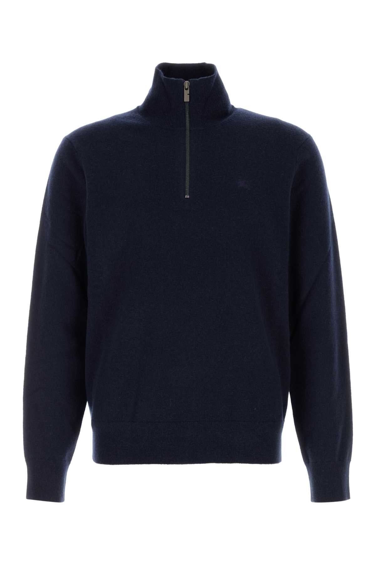 Burberry Cashmere Blend Stretch Sweater — Navy
