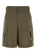 Prada Mohair-Wool Cargo Bermuda Shorts — Green