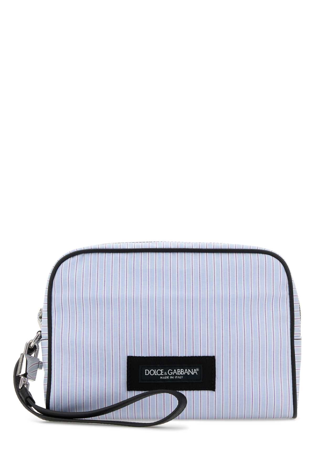Dolce & Gabbana Striped Poplin Card Case — Blue