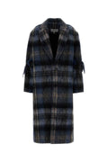 Loewe Plaid Mohair Blend Coat — Navy