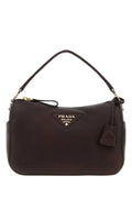 Prada Pebbled Leather Shoulder Bag — Brown