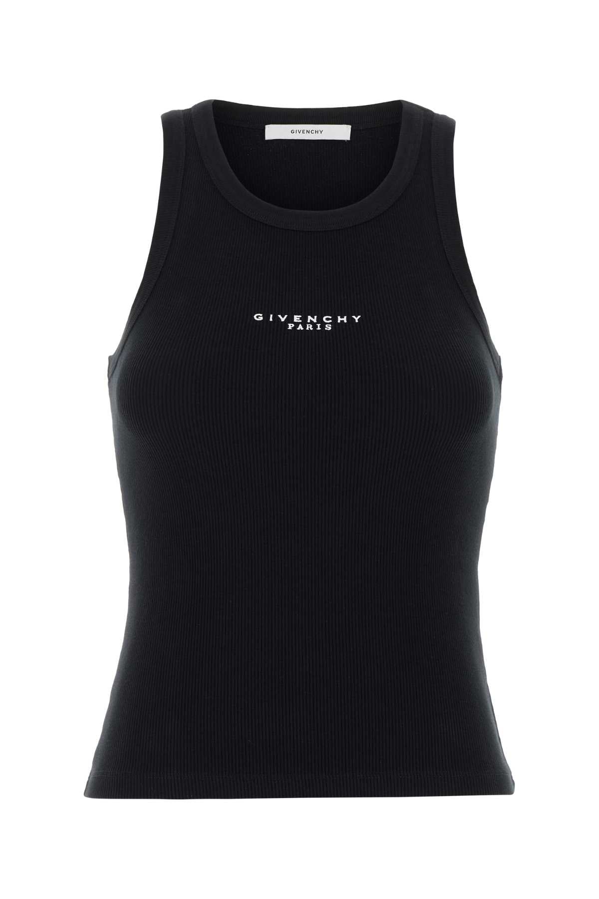 Camiseta sin mangas de algodón elástico Givenchy con logo bordado — Negra