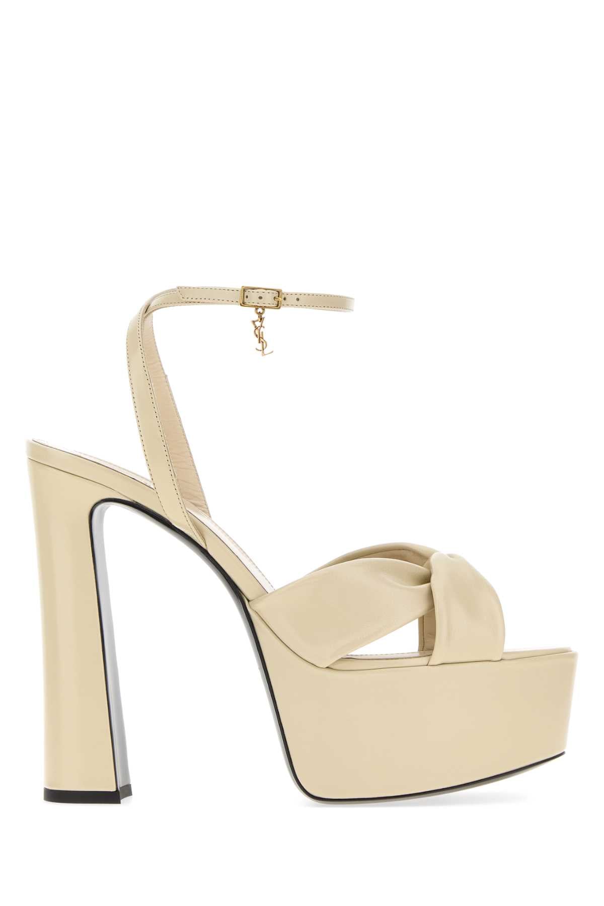 Saint Laurent Franciane Platform Heel — Beige