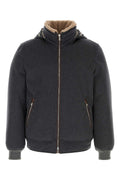 Brunello Cucinelli Wool-Blend with Sherpa Lining Down Jacket — Gray
