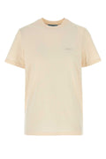 Prada Logo-Embroidered Cotton T-Shirt — Beige
