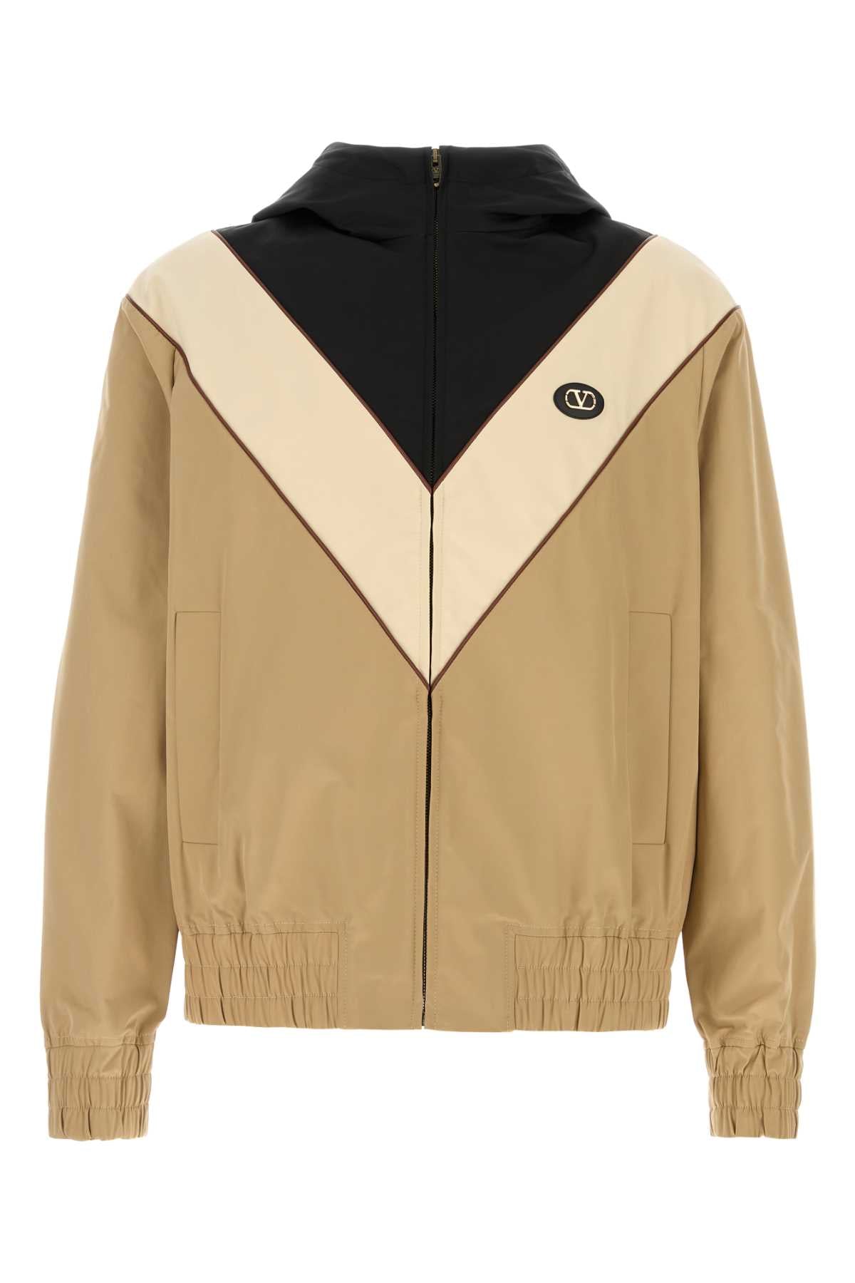 Valentino Garavani Colorblock Nylon Jacket — Beige
