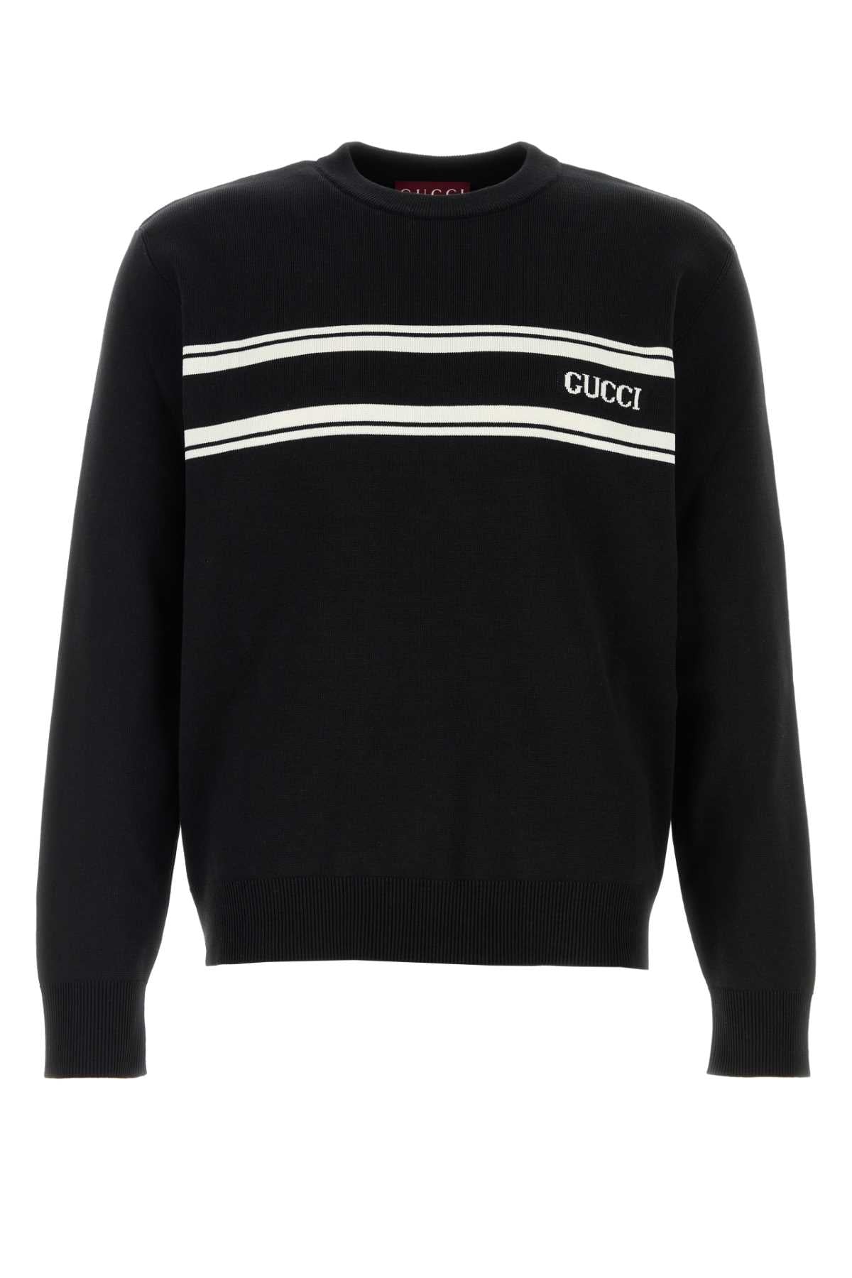 Gucci Logo-Striped Wool Mix Sweater — Black